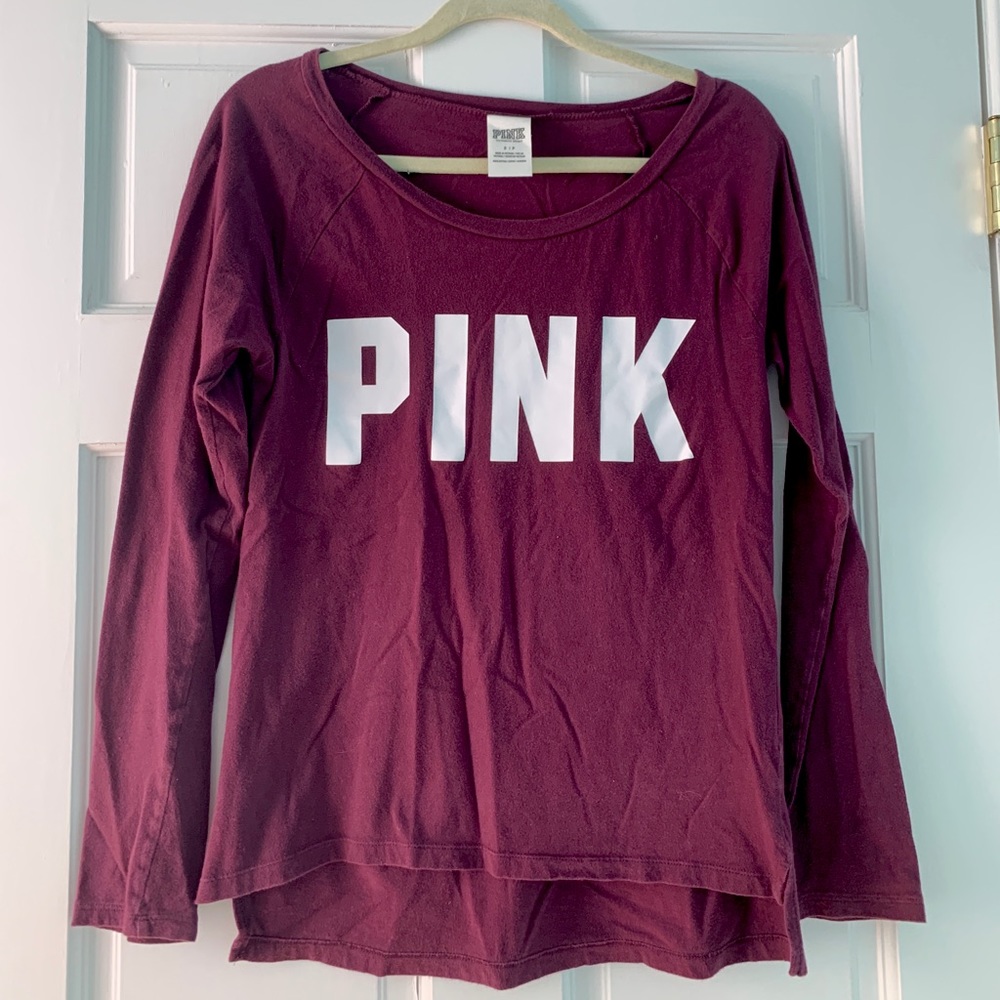 PINK burgundy long sleeve tee